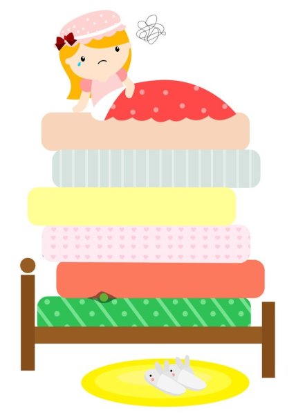 Принцесса на горошине вектор