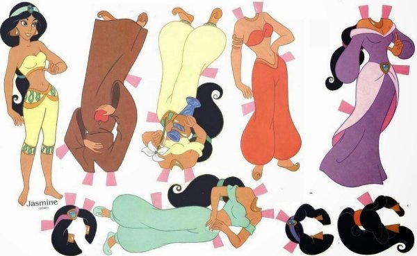 Бумажная кукла Жасмин Дисней