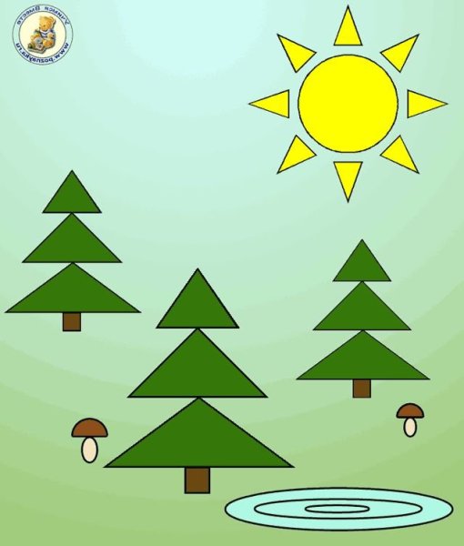 Аппликация из геометрических фигур для детей