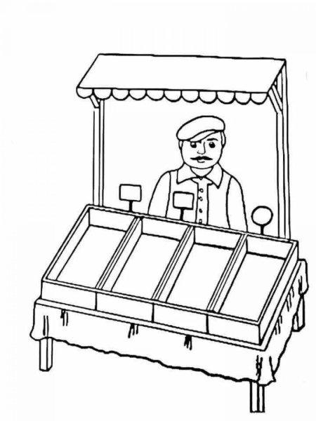 Продавщица раскраска для детей