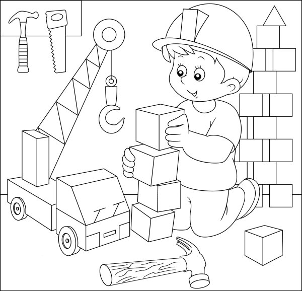 Профессия Строитель раскраска