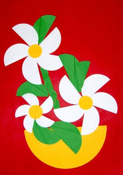 Аппликация цветы из цветной бумаги