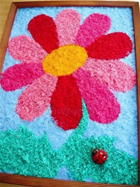 Аппликация из нарезанных ниток