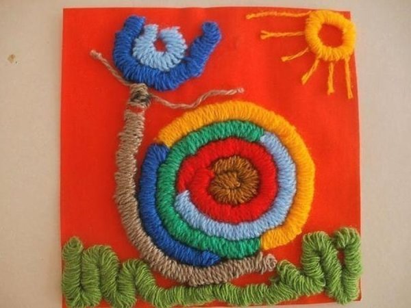 Аппликация шерстяными нитками