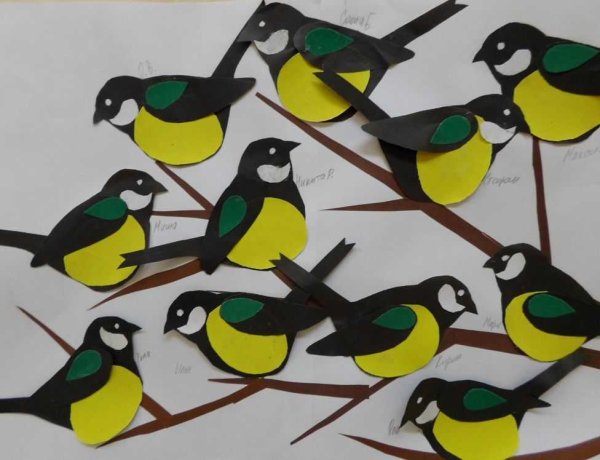 Аппликация синичка