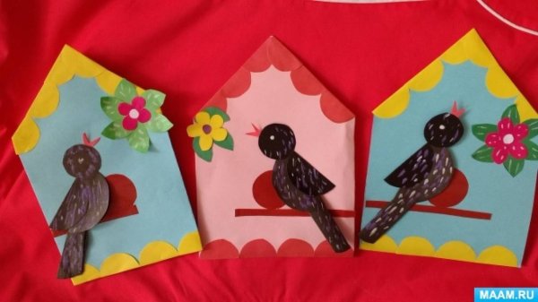 Аппликация птицы весной