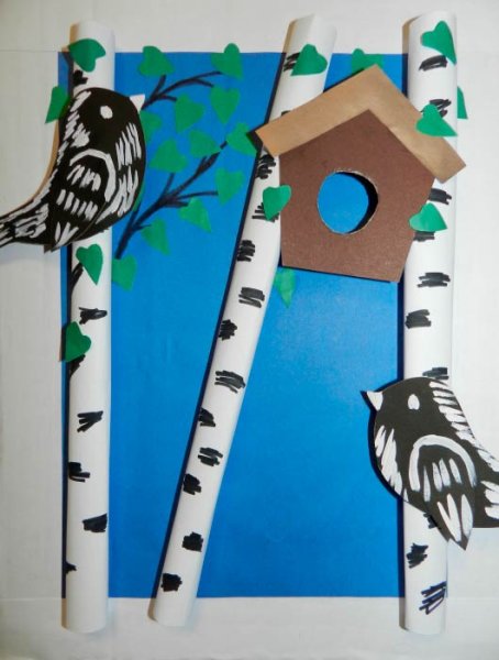 Весенняя аппликация скворечник