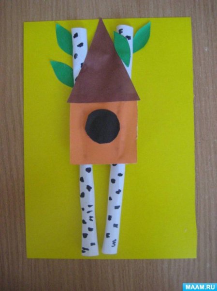 Аппликация домик для птиц