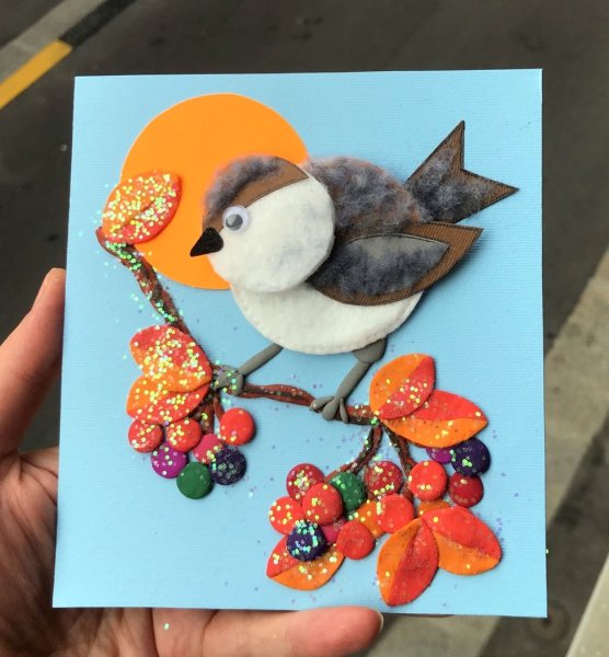 Объемная аппликация птицы