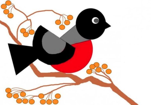 Снегирь из геометрических фигур аппликация