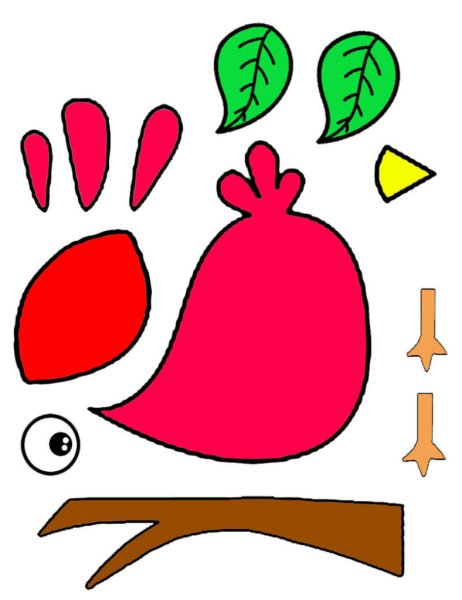 Аппликация птичка на ветке