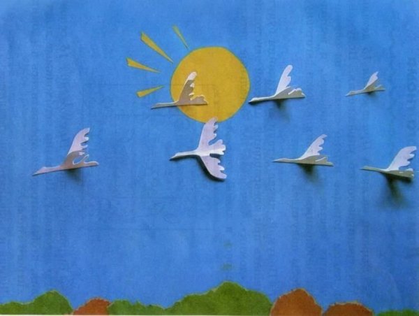 Аппликация птицы прилетели