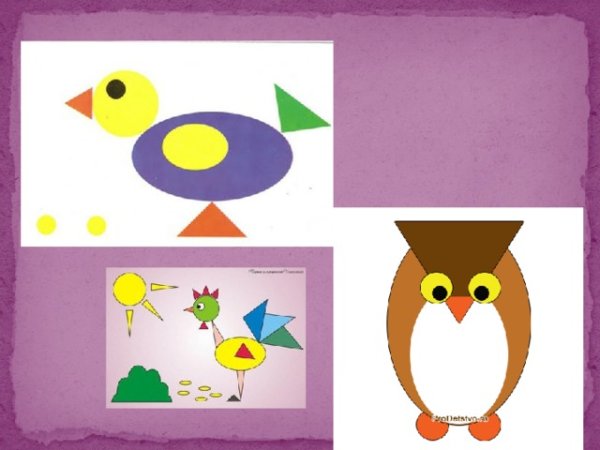 Аппликация птица из геометрических фигур