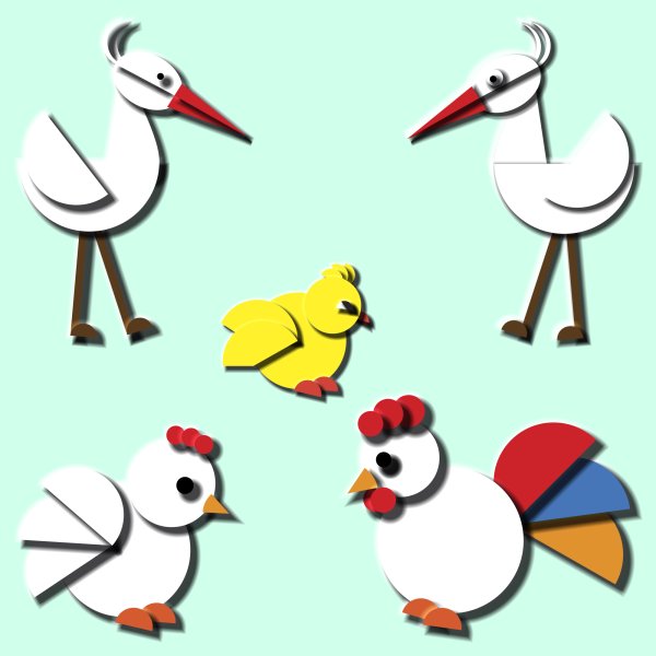 Птица из простых фигур