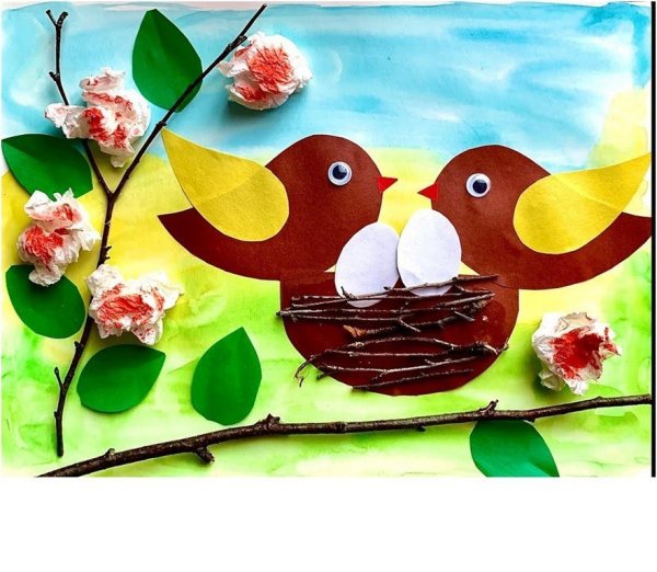 Аппликация птицы весной