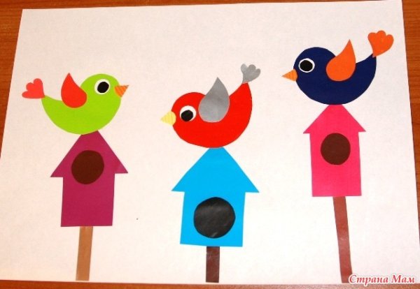 Аппликация весенние птицы