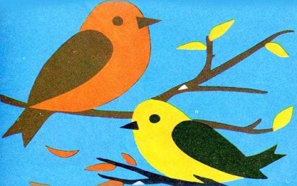 Сюжетная аппликация из цветной бумаги