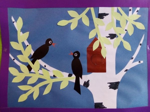 Аппликация на тему скворцы прилетели