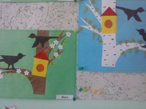 Аппликация скворечник в старшей группе