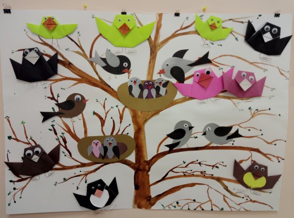 Аппликация на тему птицы весной