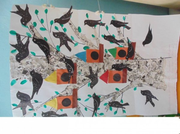 Аппликация птицы в средней группе