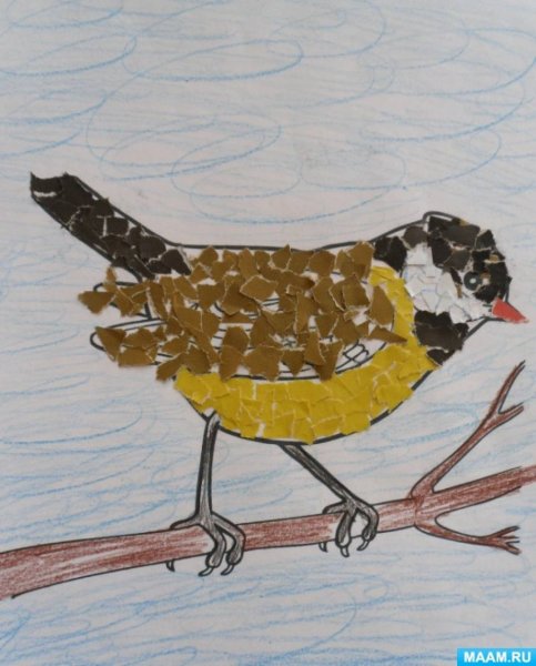 Аппликация в старшей группе на тему зимующие птицы