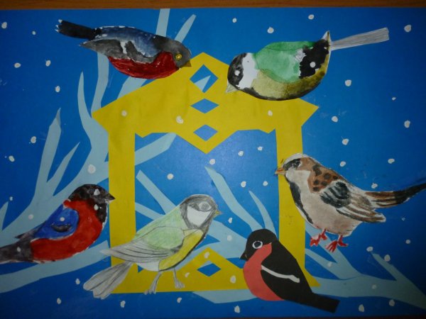 Птички коллективное панно