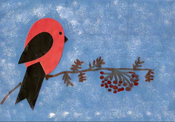 Аппликация Снегирь