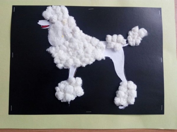 Поделка пудель из ваты