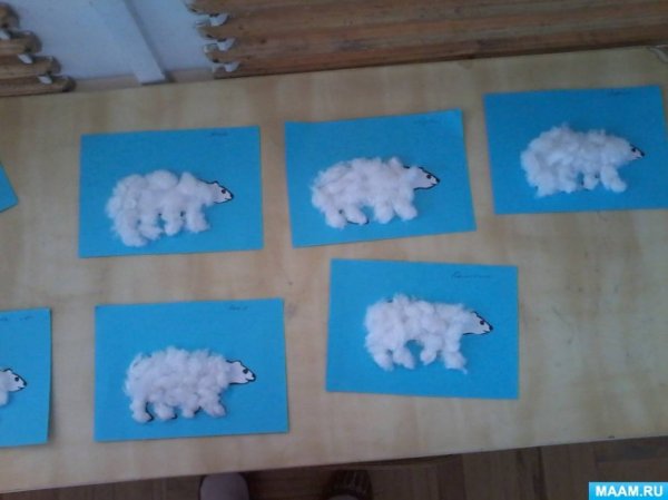 Аппликация белый медведь в младшей группе