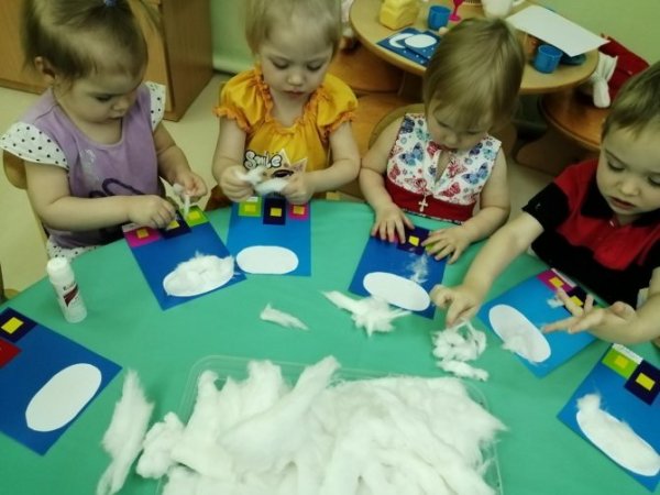 Аппликация с ватой младшая группа