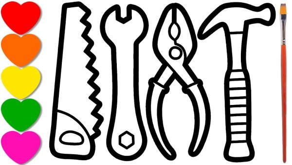 Раскраски для малышей инструменты