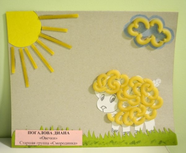 Аппликация из макарон для детей