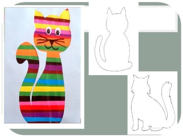 Кот аппликация из бумаги