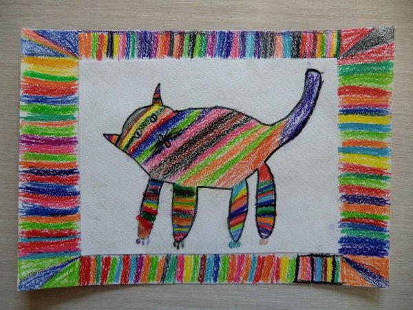 Полосатый коврик для котика рисование