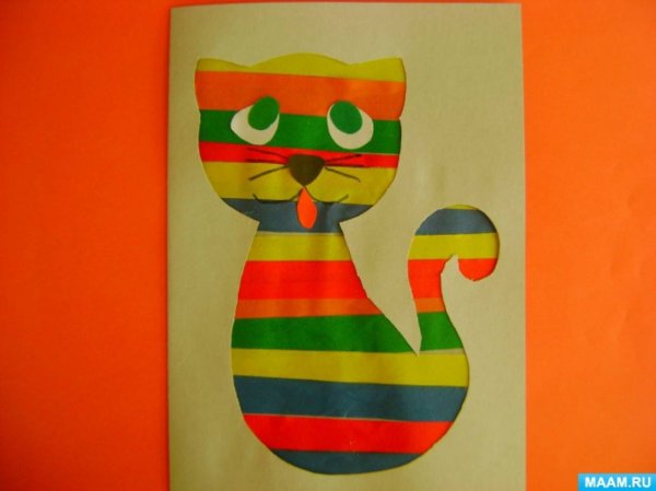 Кот аппликация из бумаги