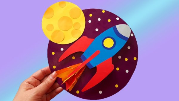 Аппликация из цветной бумаги космос