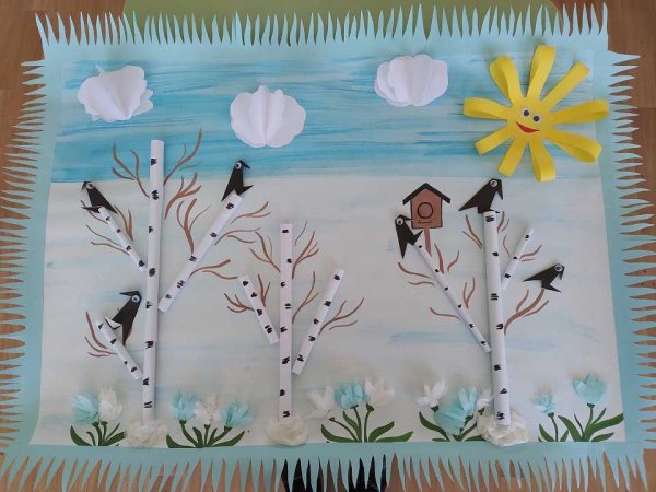 Коллективная аппликация на тему Весна