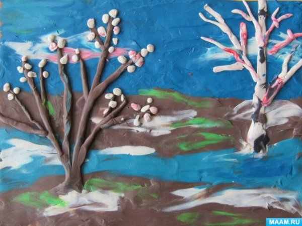 Пластилиновая аппликация Весна