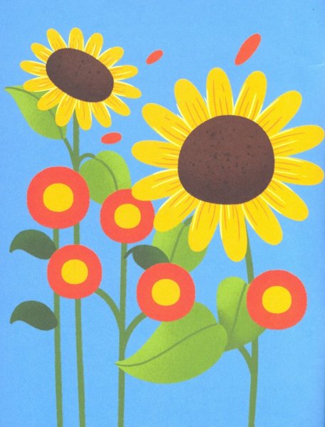 Разноцветные цветы для аппликации