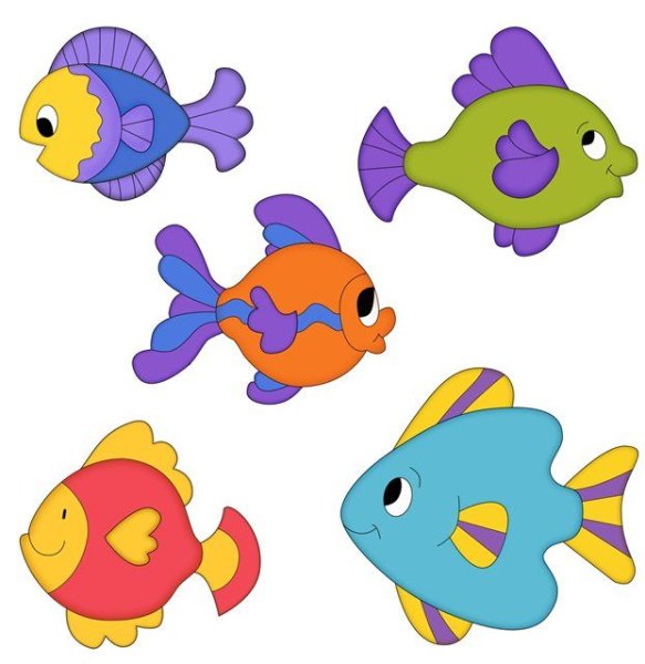 Цветные рыбки для аппликации