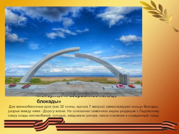 Памятник снятия блокады Ленинграда разорванное кольцо