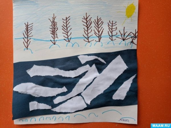 Аппликация в младшей группе на тему ледоход