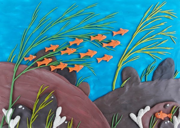 Пластилиновая живопись подводный мир