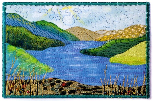 Аппликация из ткани природа