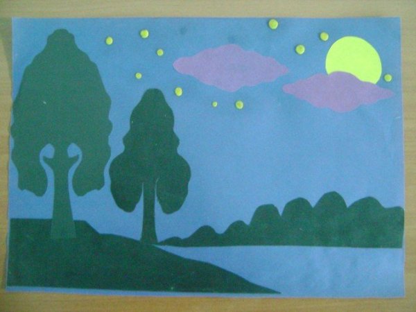 Пейзаж из цветной бумаги