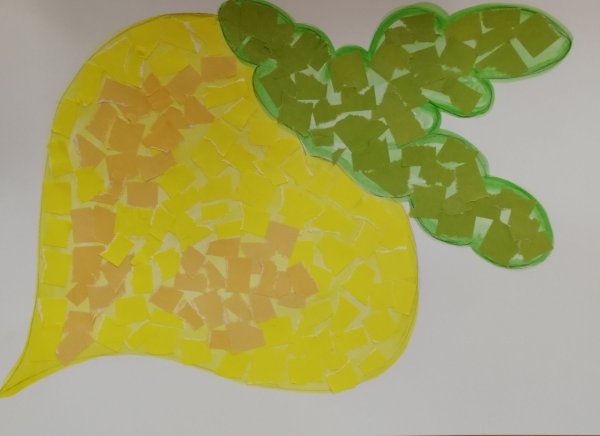 Обрывная аппликация Золотая береза