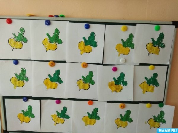 Аппликация Репка в ясельной группе на тему