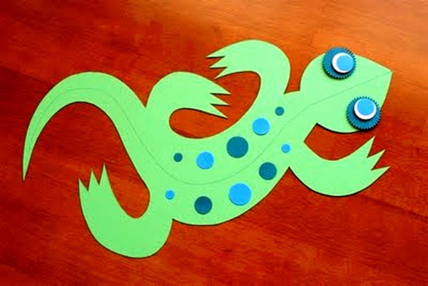 Ящерица из бумаги для детей