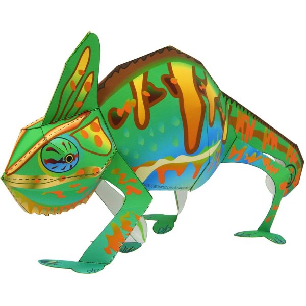 Объемный хамелеон из бумаги